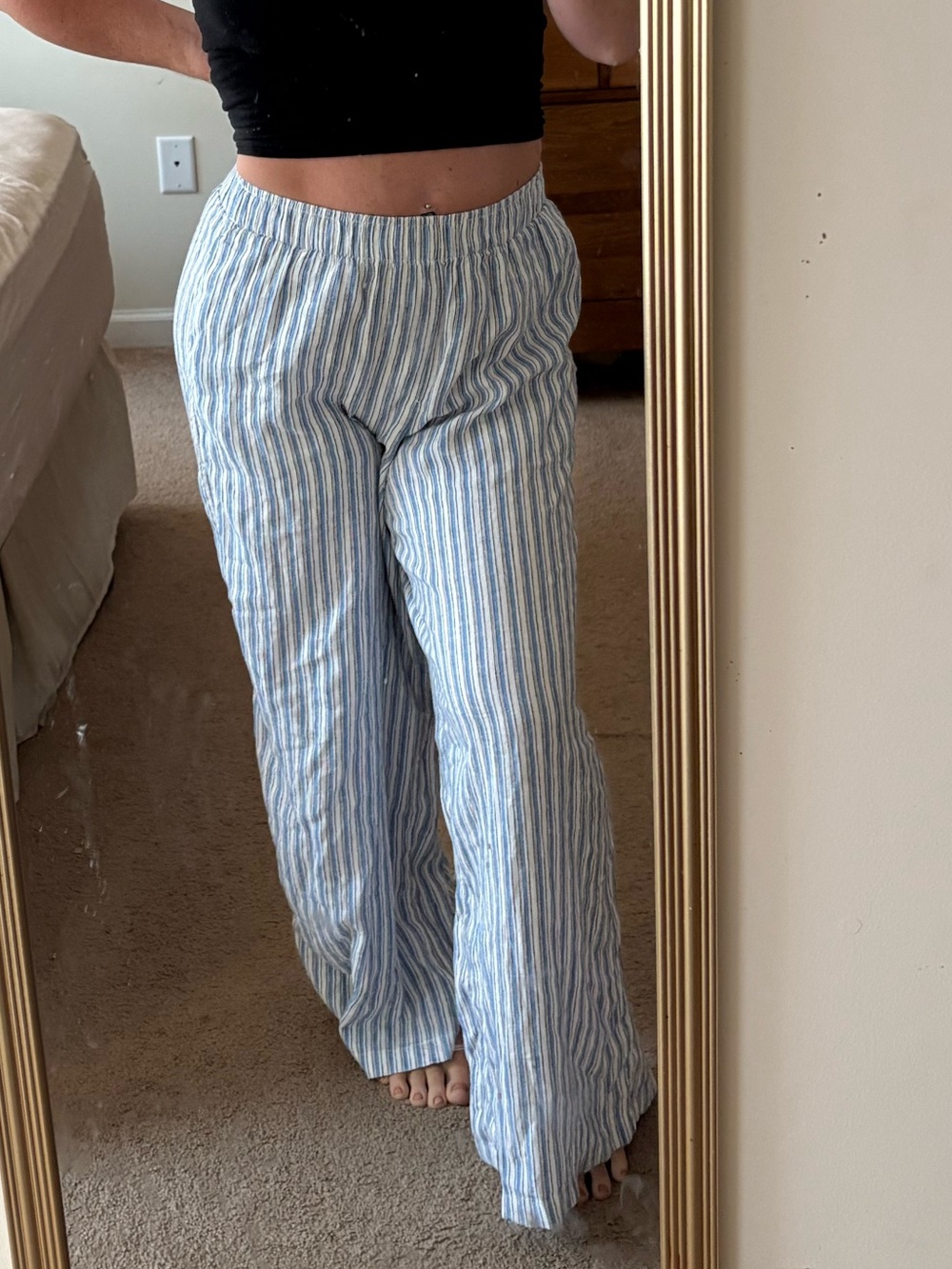 American Eagle - linen blend wide leg pants